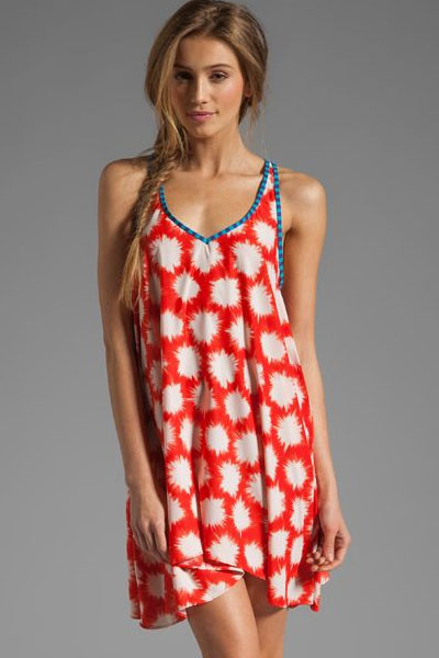 F4392-2Orange Sparks Print Cover-ups Beach Dress Cover-up Swimwear